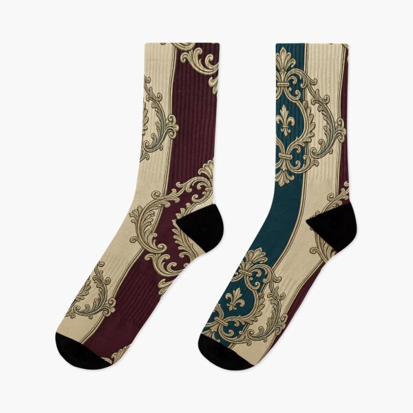Item preview, Dark Turquoise, Burgundy & Cream Striped Gold Baroque designed and sold by DesignsByPrnces.