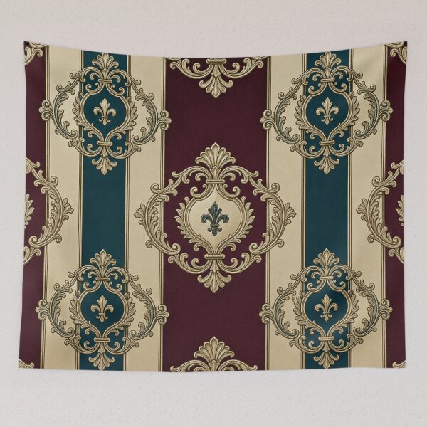Item preview, Dark Turquoise, Burgundy & Cream Striped Gold Baroque designed and sold by DesignsByPrnces.