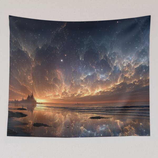 Item preview, Fantasy Sky Landscape Wall Art | Panoramic Coastal Print | Celestial Seascape Decor designed and sold by GSizzle1.