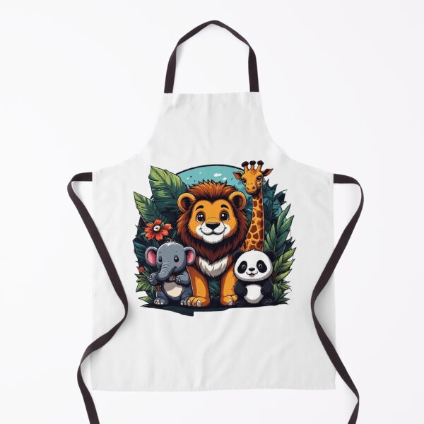 Item preview, Cute Jungle Animals Cartoon – Lion, Giraffe, Elephant & Panda Illustration designed and sold by PrintforDesign.