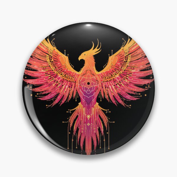 Item preview, Cyberpunk Phoenix Mandala Geometric Firebird Art designed and sold by Shape-Forge.