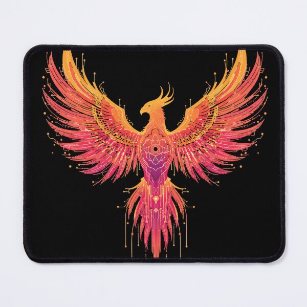 Item preview, Cyberpunk Phoenix Mandala Geometric Firebird Art designed and sold by Shape-Forge.