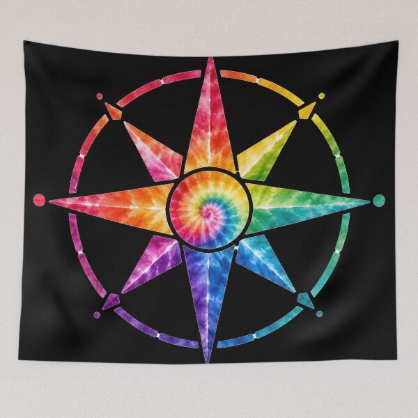 Item preview, Tie Dye Rainbow Compass Rose Star designed and sold by jgvisualarts.