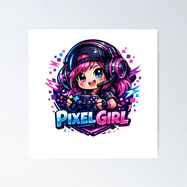 Aperçu de l'œuvre Pixel Girl Gamer – Retro Pixel Character créée et vendue par AstraDrip Studio.
