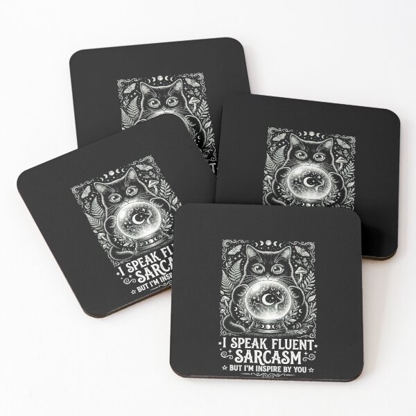 Item preview, A playful, witchy crystal ball with a black cat, sarcasm, and gothic tarot. designed and sold by InspireByYou™.