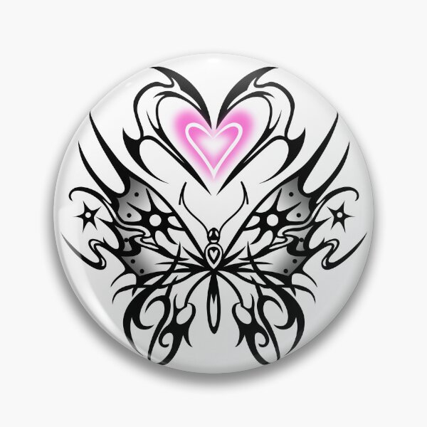 Item preview, Butterfly with neon pink heart, tribal cybergoth sigilism designed and sold by Tribalgothss.