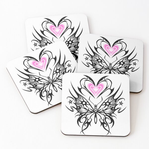 Item preview, Butterfly with neon pink heart, tribal cybergoth sigilism designed and sold by Tribalgothss.