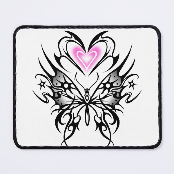 Item preview, Butterfly with neon pink heart, tribal cybergoth sigilism designed and sold by Tribalgothss.