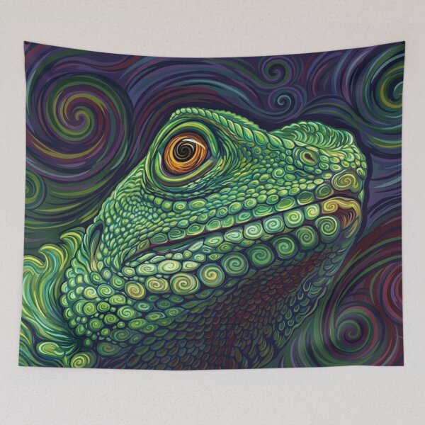 Item preview, Starry Night Water Dragon: Van Gogh Inspired Reptile Art designed and sold by Apex_Visuals.