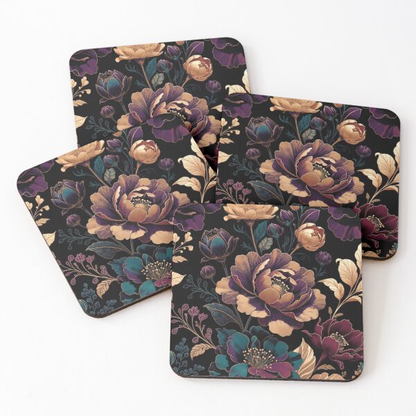 Item preview, Midnight Royal Floral Pattern | Luxury Purple Gold Botanical Design | Elegant Dark Flower Artwork designed and sold by GalleryPeak.
