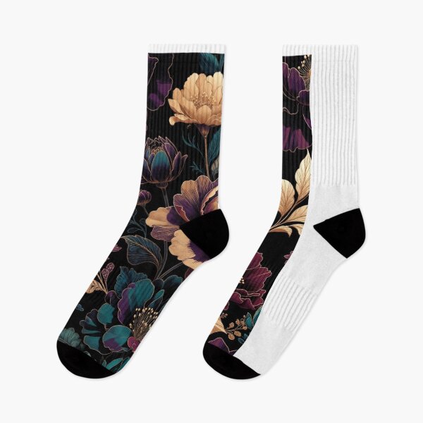 Item preview, Midnight Royal Floral Pattern | Luxury Purple Gold Botanical Design | Elegant Dark Flower Artwork designed and sold by GalleryPeak.