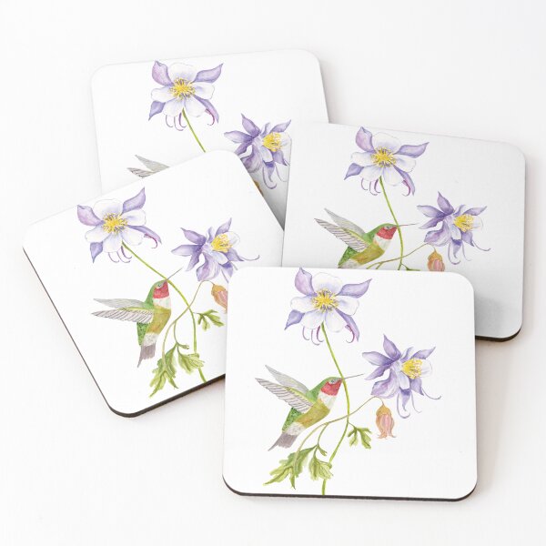 Item preview, Watercolor Columbine with Hummingbird  designed and sold by daphsam.