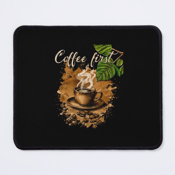 Item preview, Coffee cup among spilled coffee beans on black designed and sold by Niccasso_Store.