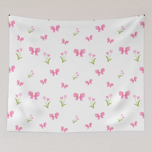 Item preview, Cute Coquette Pink Tulip and Ribbon Pattern designed and sold by Cherry Emporium.