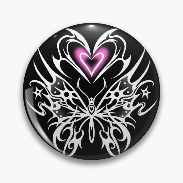Item preview, Butterfly with neon pink heart, tribal cybergoth sigilism designed and sold by Tribalgothss.