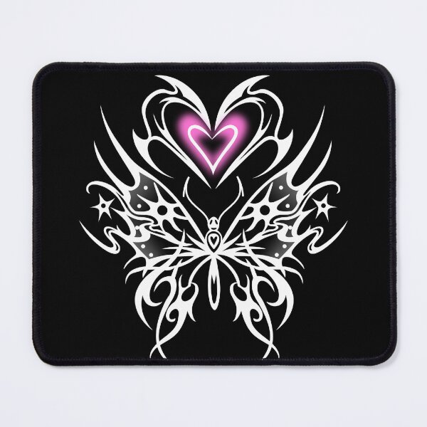 Item preview, Butterfly with neon pink heart, tribal cybergoth sigilism designed and sold by Tribalgothss.