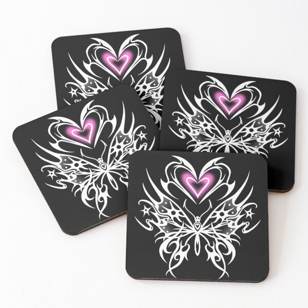 Item preview, Butterfly with neon pink heart, tribal cybergoth sigilism designed and sold by Tribalgothss.