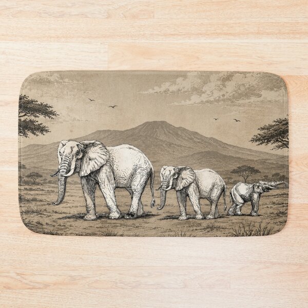 Item preview, Vintage Elephant Family African Safari Wildlife designed and sold by Fei Long Design Hub.