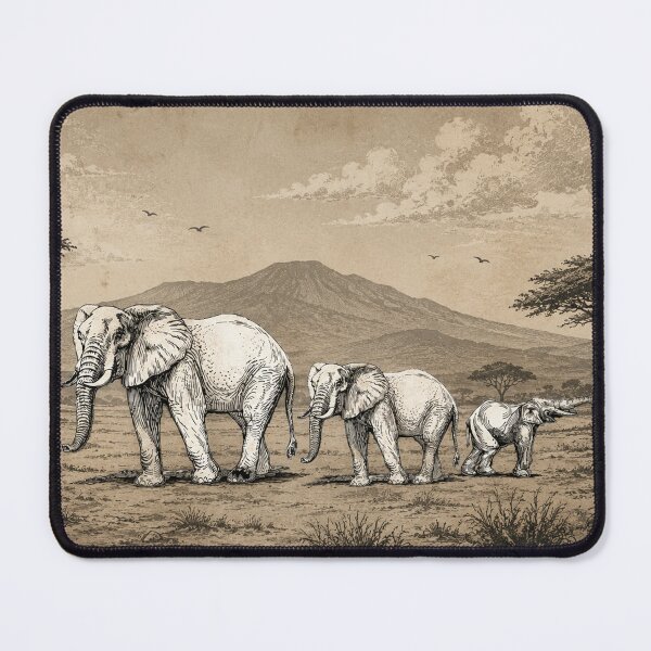 Item preview, Vintage Elephant Family African Safari Wildlife designed and sold by Fei Long Design Hub.