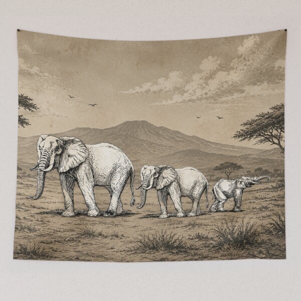 Item preview, Vintage Elephant Family African Safari Wildlife designed and sold by Fei Long Design Hub.