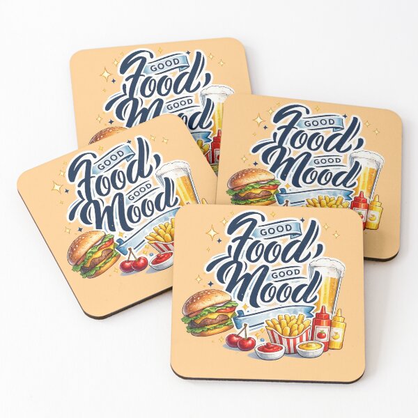 Item preview, Good Food Good Mood Sticker | Burger Fries Beer Aesthetic | Funny Food Lover Quote Design designed and sold by sumodesign.