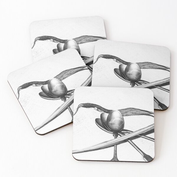 Item preview, Minimalist Spoon Composition – Black and White Still Life Photography designed and sold by MagnishArt.