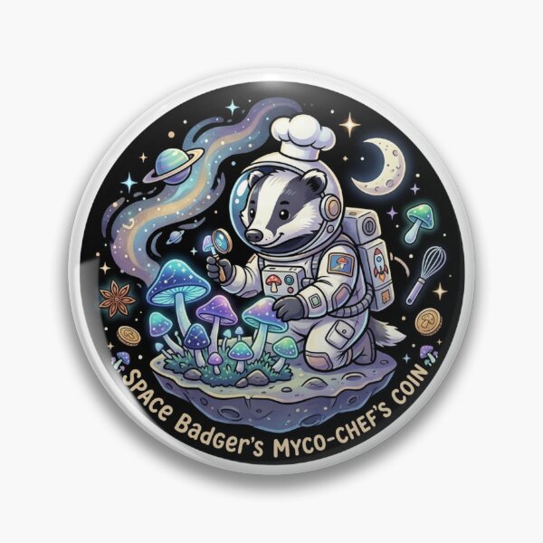 Item preview, Space Badger Myco Chef Mushroom Vintage - Funny Astronaut Animal Sticker designed and sold by Barkashow.