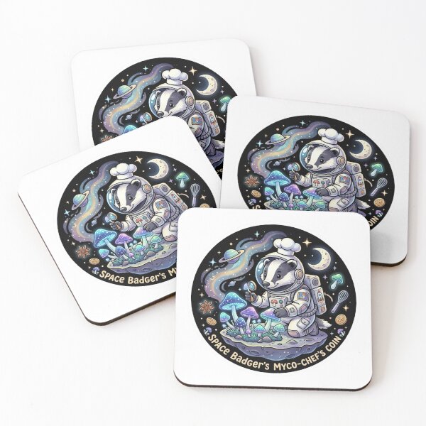 Item preview, Space Badger Myco Chef Mushroom Vintage - Funny Astronaut Animal Sticker designed and sold by Barkashow.