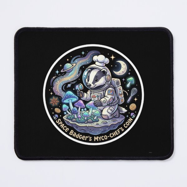 Item preview, Space Badger Myco Chef Mushroom Vintage - Funny Astronaut Animal Sticker designed and sold by Barkashow.