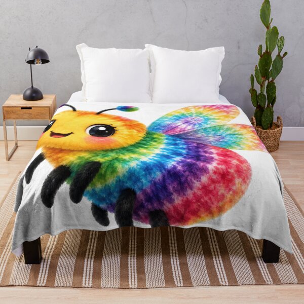 Item preview, Rainbow Tie-Dye Bee Cute Kawaii Art designed and sold by jgvisualarts.