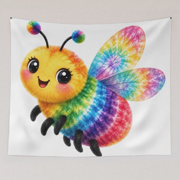 Item preview, Rainbow Tie-Dye Bee Cute Kawaii Art designed and sold by jgvisualarts.