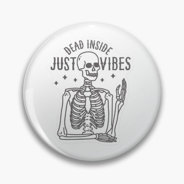 Item preview, Dead Inside Just Vibes Skeleton Sticker designed and sold by SkeletonMood.