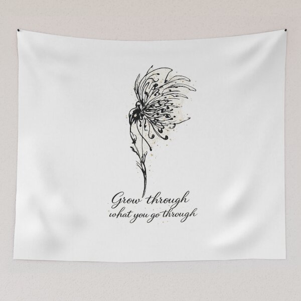 Item preview, Grow Through What You Go Through – Elegant Floral Motivation Art designed and sold by MagnishArt.