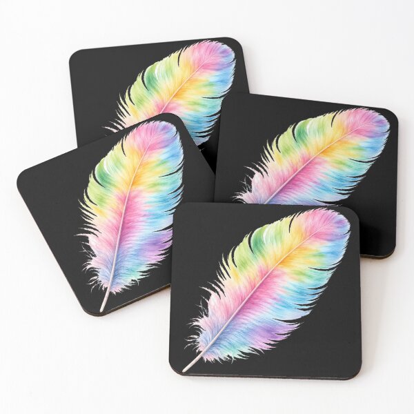 Item preview, Rainbow Watercolor Feather Art Print designed and sold by jgvisualarts.