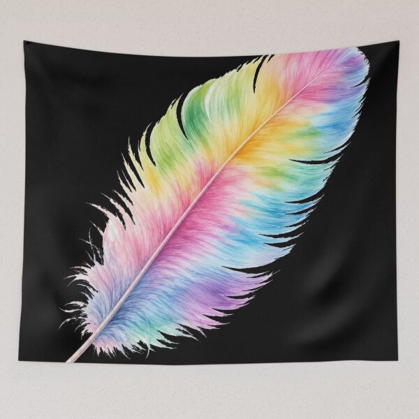 Item preview, Rainbow Watercolor Feather Art Print designed and sold by jgvisualarts.