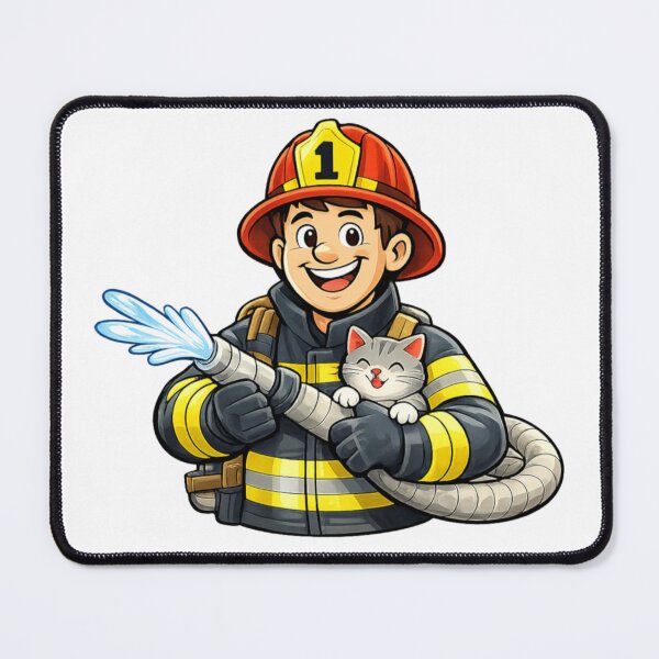 Item preview, Fireman holding a hose and cat designed and sold by JamesDunican.