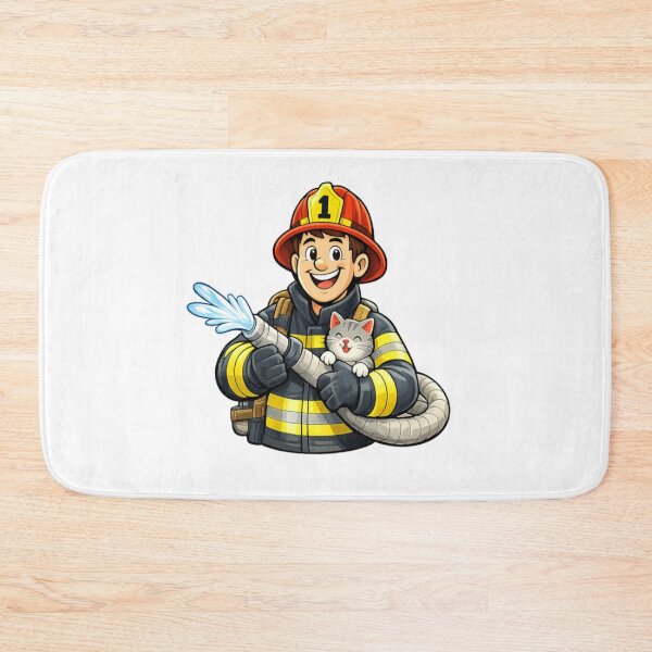 Item preview, Fireman holding a hose and cat designed and sold by JamesDunican.