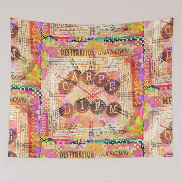 Item preview, Carpe Diem Mixed Media Collage | Destination Unknown Inspirational Art designed and sold by bewitchedcuties.