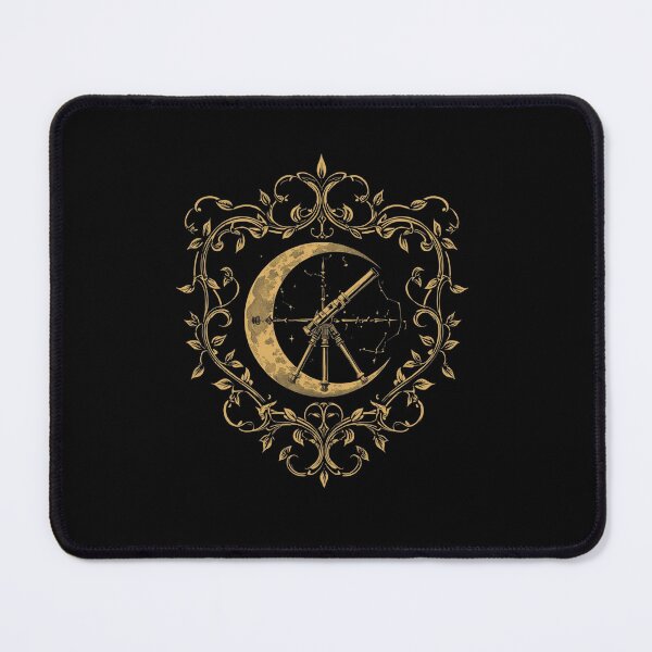 Item preview, Vintage Astronomy Celestial Moon and Telescope Crest designed and sold by ChamberOfBooks.