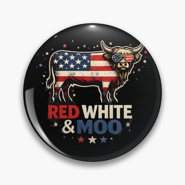 Item preview, Red White & Moo Patriotic Highland Cow Design | American Flag Cow Graphic designed and sold by Lina Caro.
