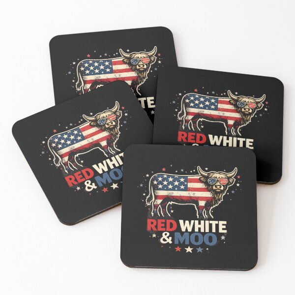Item preview, Red White & Moo Patriotic Highland Cow Design | American Flag Cow Graphic designed and sold by Lina Caro.