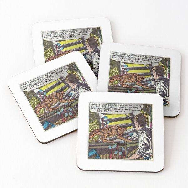 Item preview, Retro Comic Book Tiger Destroying Blood Bank Vintage Pulp Panel designed and sold by ChiaraBoutiqueArte.