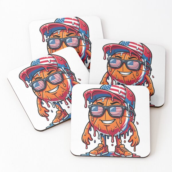 Item preview, Funny Basketball Ice Cream Drip USA Flag 4th of July Mascot Boys Baseball Boys Youth  designed and sold by bilal sibgui.