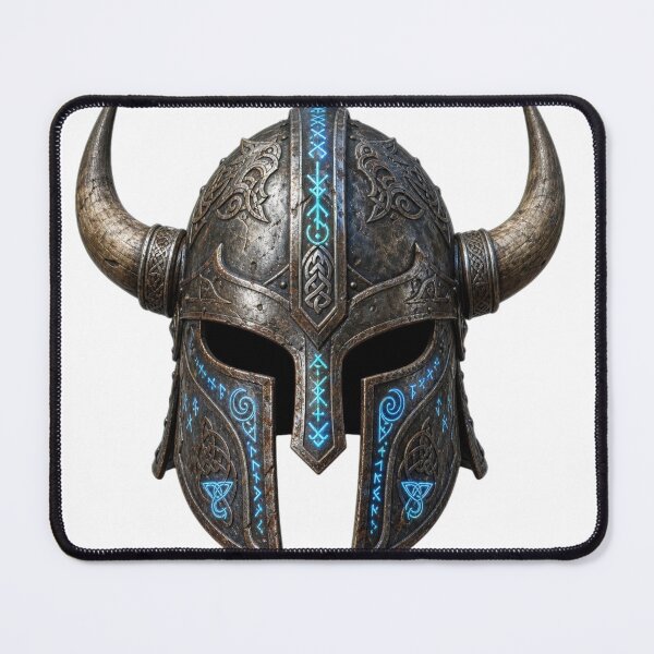 Item preview, • Viking Warrior Helmet with Blue Runes • Ancient Norse Viking Helmet Design designed and sold by DuomoDesign.