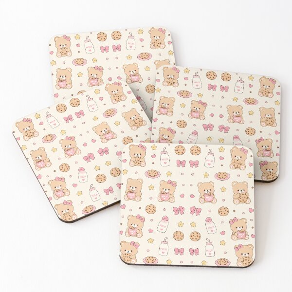 Item preview, Cookie Milk Teddy Bear Kawaii Pattern Cozy Pastel Aesthetic designed and sold by Soft Berry Studio.