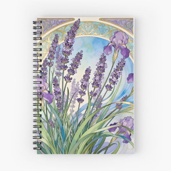 Item preview, Art Nouveau Lavender and Tall Bearded Iris Flowers designed and sold by Glimmersmith.