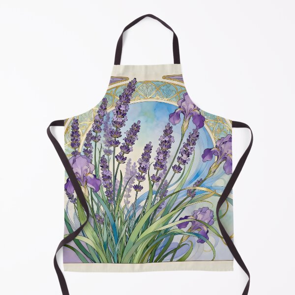 Item preview, Art Nouveau Lavender and Tall Bearded Iris Flowers designed and sold by Glimmersmith.