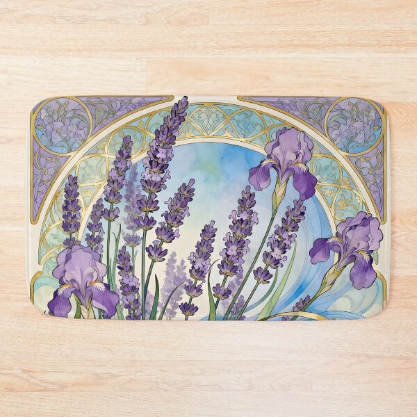 Item preview, Art Nouveau Lavender and Tall Bearded Iris Flowers designed and sold by Glimmersmith.