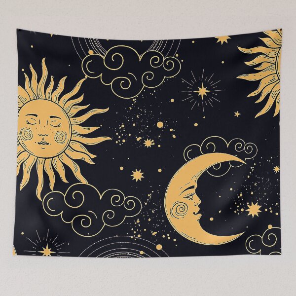 Item preview, Vintage Celestial Mystical Sun and Moon Seamless Pattern  designed and sold by FahdSpaceArt.