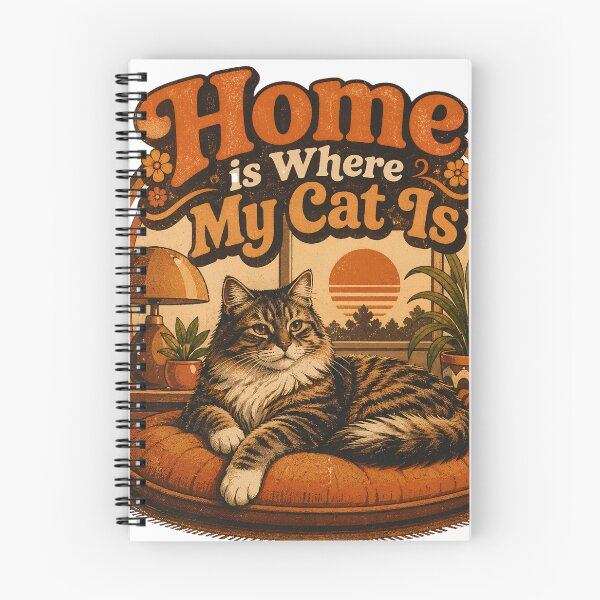 Item preview, Home is Where My Cat Is Retro Design | Vintage 70s Cat Illustration designed and sold by mimouna00.